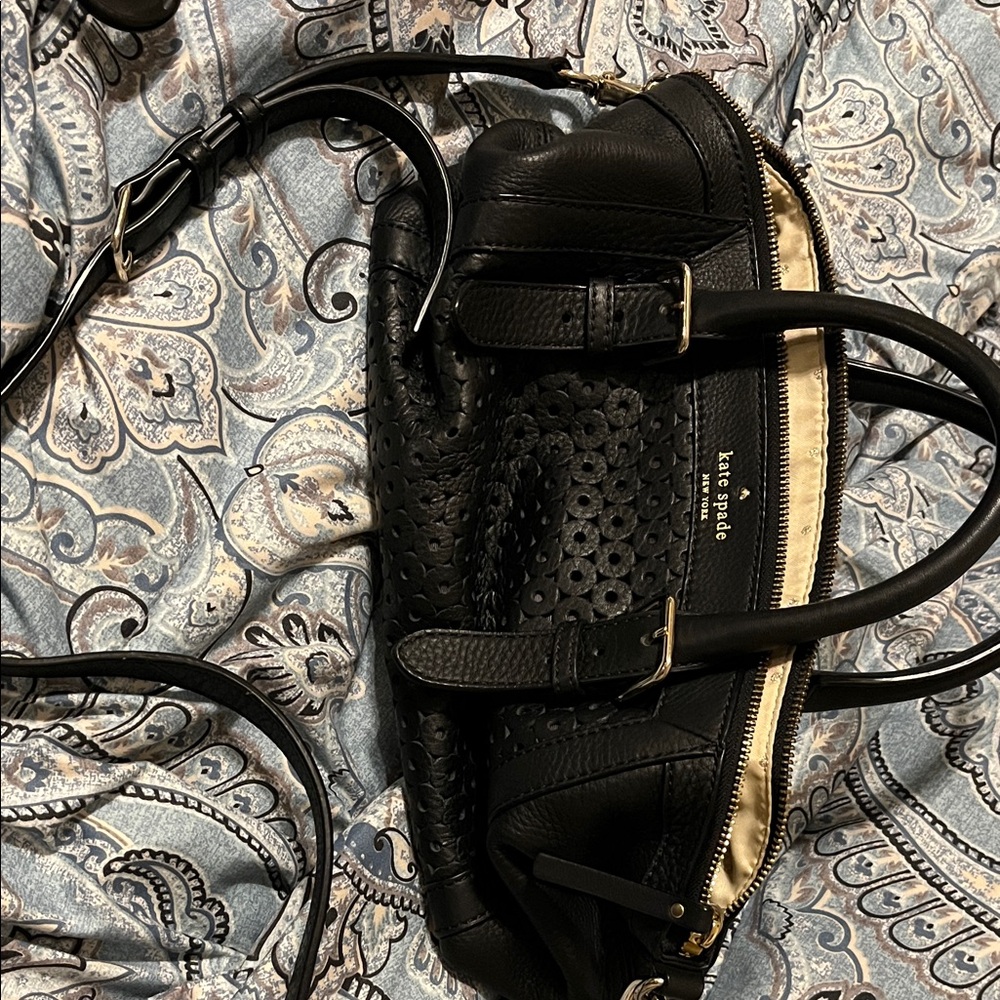 Kate Spade Black Perforated Leather Satchel